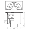 Gully 350x350 outlet 154mm Code: P.076